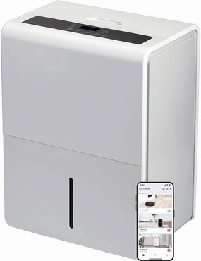 TCL 50 Pint Smart DEHUMIDIFIER up to 4,500 SqFt 24Hour Timer Auto Restart & Defrost, Low-Temperature Operations, Bedroom, Living Room, Utility Room, Dining Room Basement Nursery Dorm Office - H50D24W