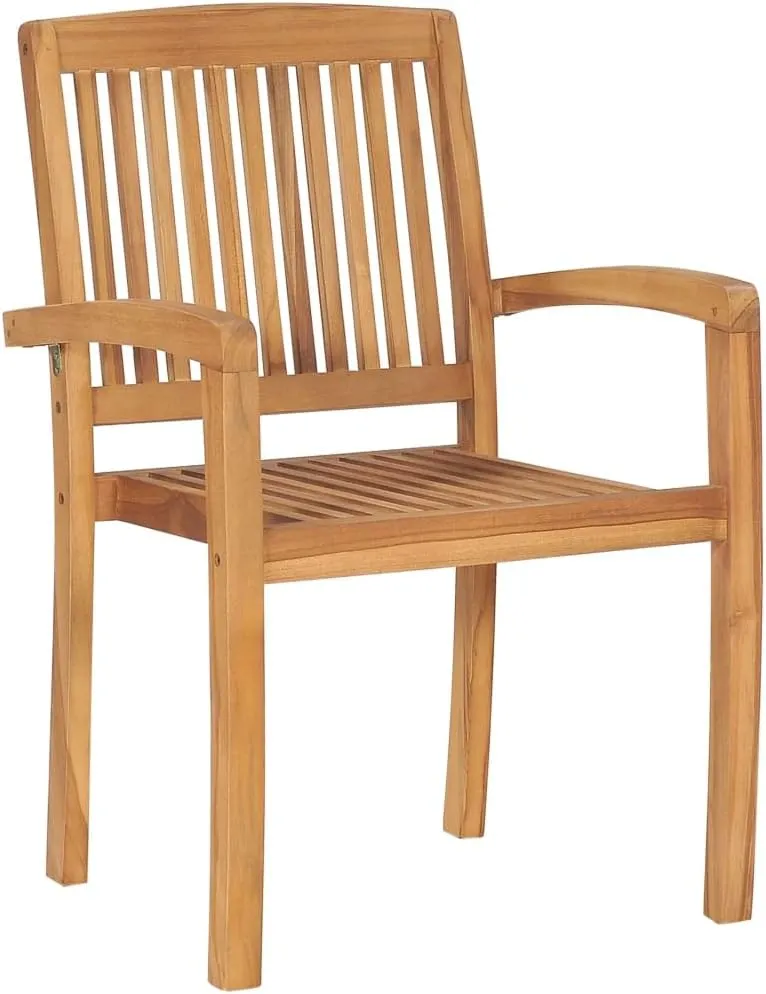 Teak Wood Patio Chairs with Anthracite Cushions 2-Piece Set, Stackable Outdoor Furniture for Garden Backyard Poolside, Durable Water-Resistant Lounge Chairs