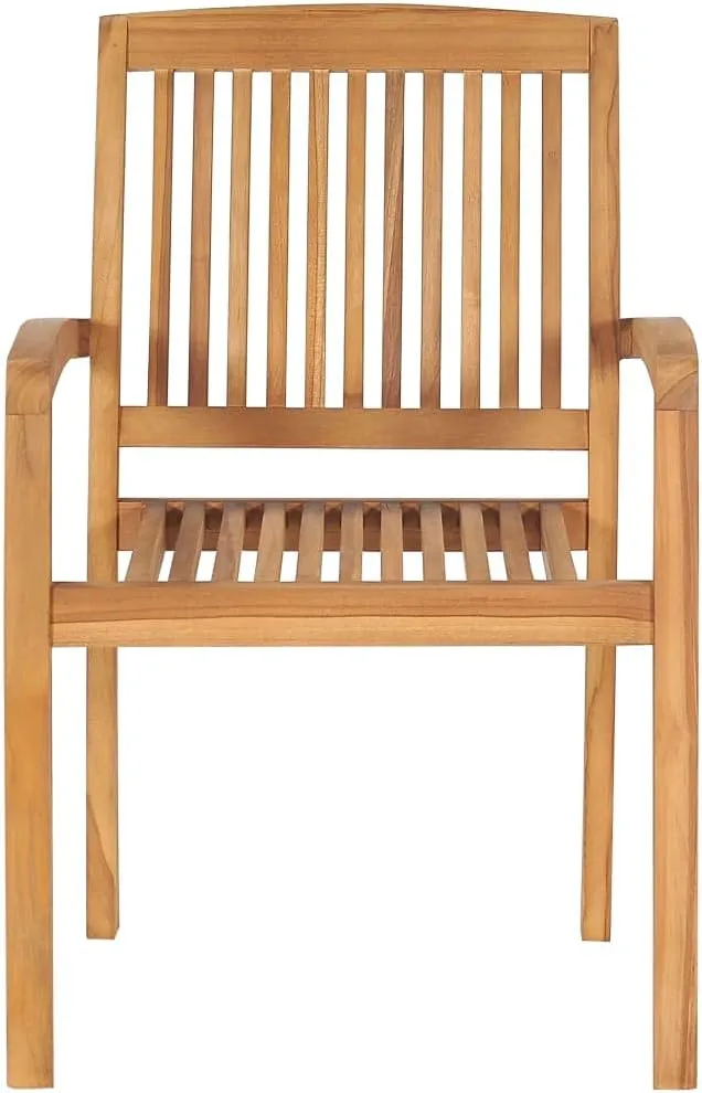 Teak Wood Patio Chairs with Anthracite Cushions 2-Piece Set, Stackable Outdoor Furniture for Garden Backyard Poolside, Durable Water-Resistant Lounge Chairs