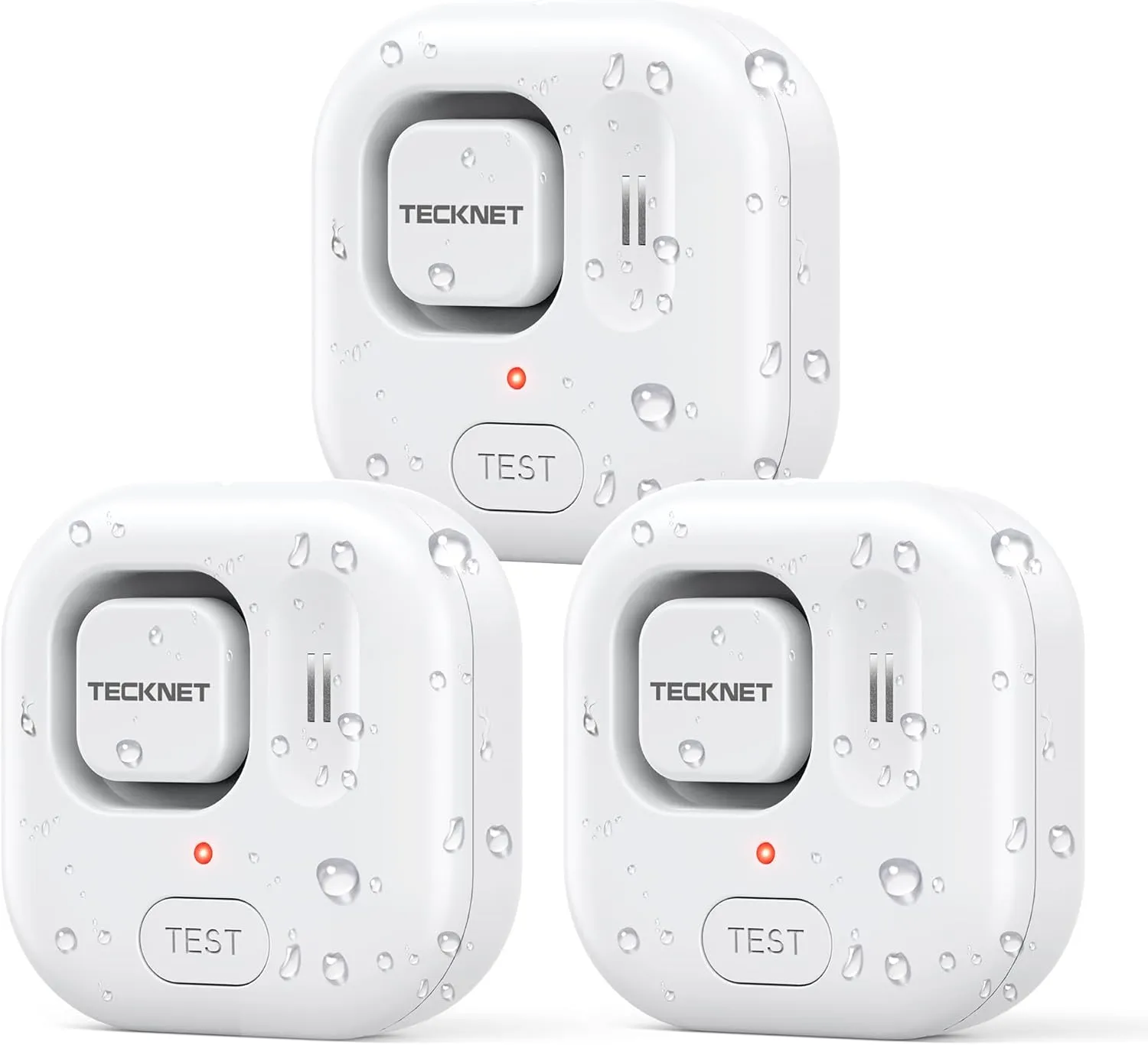 TECKNET Water Leak Detectors for Home, 120dB Water Sensor Alarm Leak Detector, IP66 Waterproof, Water Leak Detectors for Bathroom, Sink, Laundry, Window, Basements, Kitchens(3 Pack, Battery Included)