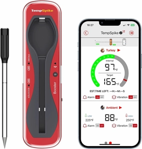 Tempspike Premium Truly Wireless Meat Thermometer up to 500-Ft Remote Range, Bluetooth Meat Thermometer with Wire-Free Probe, Meat Thermometer Wireless for Sous Vide Smoker Rotisserie