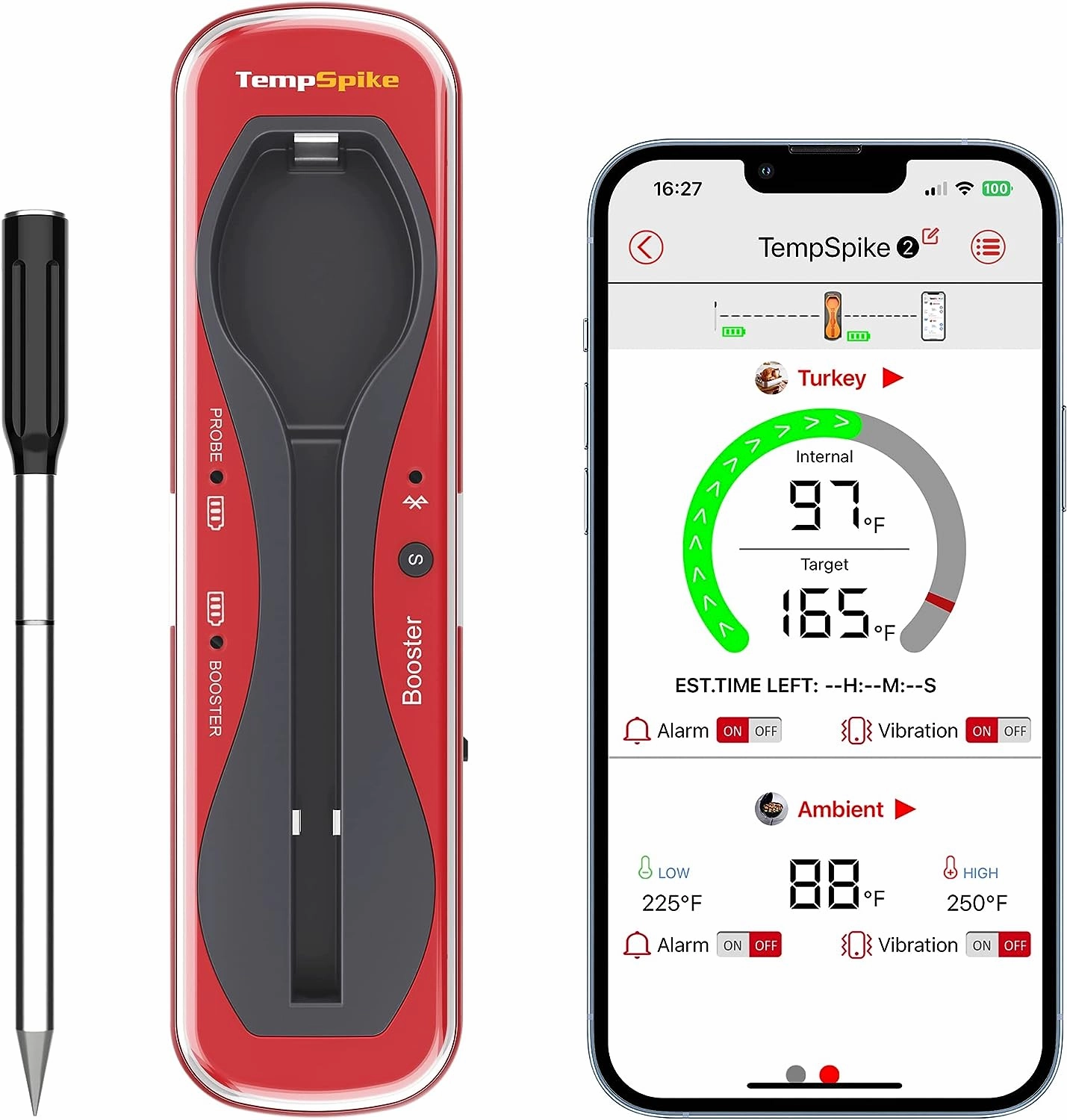 Tempspike Premium Truly Wireless Meat Thermometer up to 500-Ft Remote Range, Bluetooth Meat Thermometer with Wire-Free Probe, Meat Thermometer Wireless for Sous Vide Smoker Rotisserie