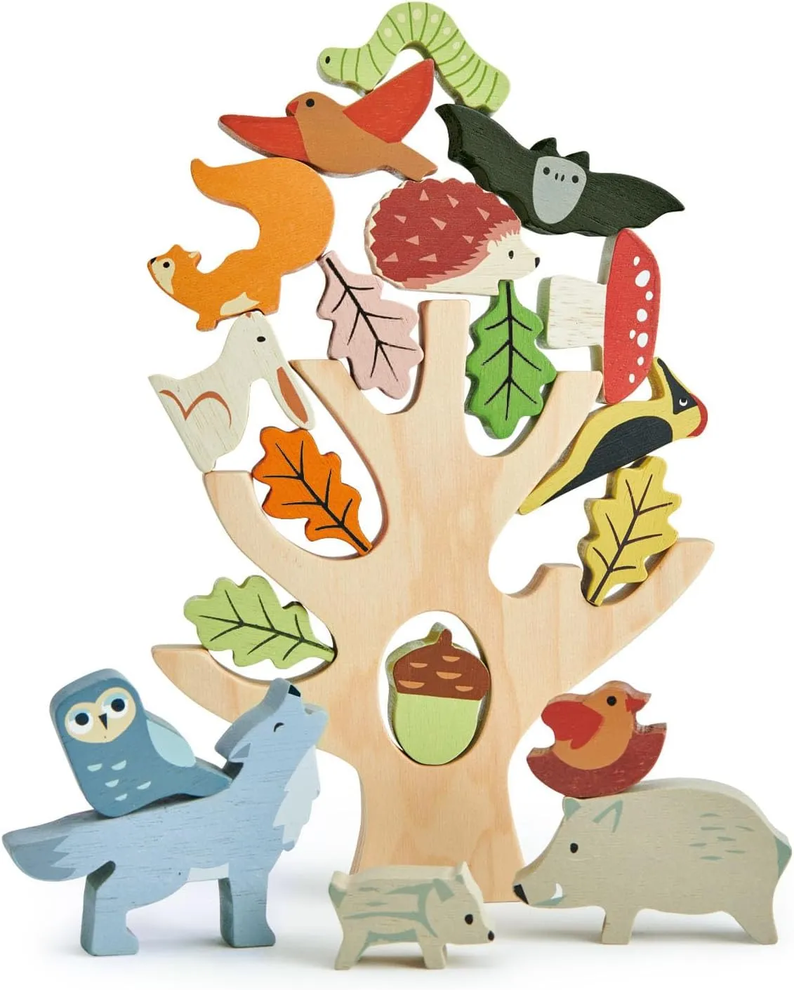 Tender Leaf Toys - Stacking Forest - Wooden Animal Balancing Game for Children and Toddlers - Manual Dexterity and Cognitive Development for Ages 18 Months 