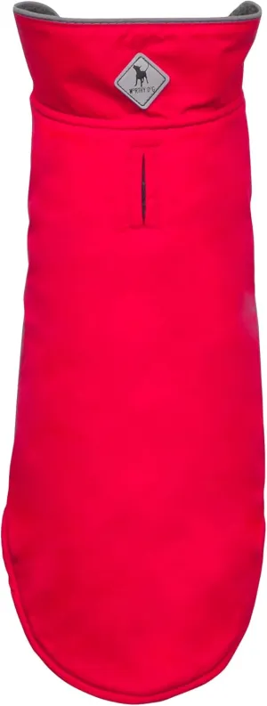 The Worthy Dog All-Weather Three-Season Apex Nylon Adjustable Dog Jacket, Reflective Wind and Water Resistant Coat With Harness Hole, Red - 10''