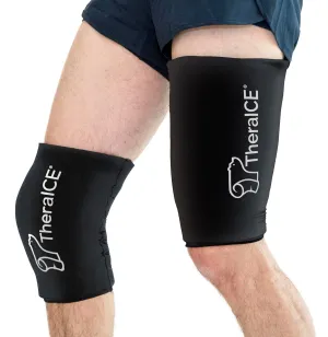 TheraICE Knee Ice Pack Wrap Compression Sleeve for Injuries, Reusable Gel Cold Packs Brace Also for Hamstring & Qaud - Flexible Cold Wrap Recovery from & Pain Relief (XL)