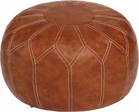 Thgonwid Unstuffed Moroccan Faux Leather Pouf Ottoman with Storage - Handmade Boho Chic Multi-Use Footrest for Living Room, Bedroom, Patio - Round Ethnic Floor Cushion & Decorative Accent, Brown