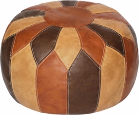 Thgonwid Unstuffed Moroccan Faux Leather Pouf Ottoman with Storage - Handmade Boho Chic Multi-Use Footrest for Living Room, Bedroom, Patio - Round Ethnic Floor Cushion & Decorative Accent, Tricolor