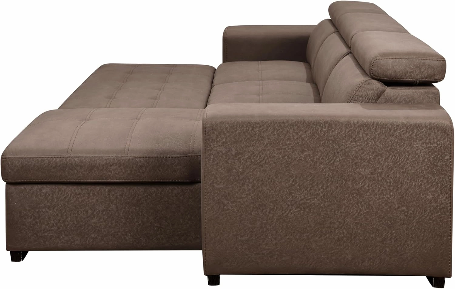 THSUPER 102'' Microfiber L Shaped Sectional Sleeper Sofa Couch with Pullout Bed and Storage Chaise, Convertible Couches with Adjustable Headrest for Living Room, Reversible Chaise. Dark Brown