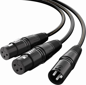 Tisino XLR Y-Splitter Cable, Dual Female XLR to Male XLR Mic Combiner Y Cord Balanced Microphone Adapter Patch Cable (3 Pin 2 Female to 1 Male)-5 Feet