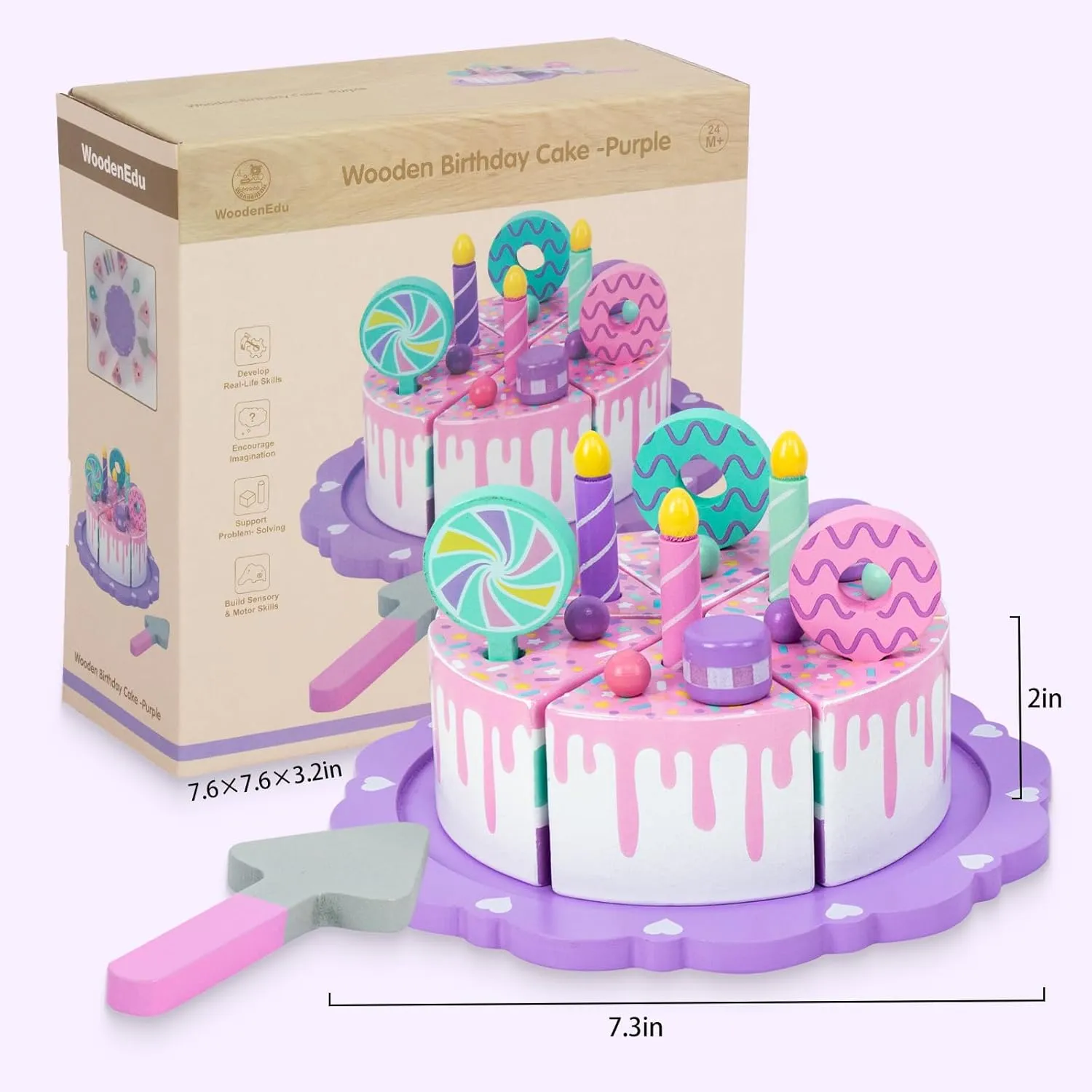 Toddler Cake Toys for Toddlers 1-3,Wooden Pretend Play Food Fake Birthday Cake,Tea Party Learning Kitchen Gift Toy for Boys Girls (Cookies Cake)