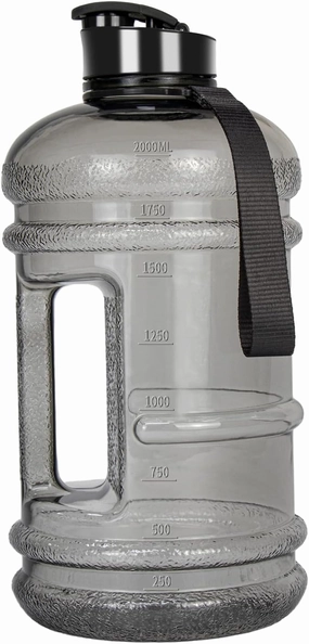 TOOFEEL 2 Liter Water Bottles - Half Gallon Water Bottle BPA Free - Ideal for Gym, Half Gallon Water Jug, Reusable 74 oz Water Bottle with Measurements Marked - Transparent Ligh Gray
