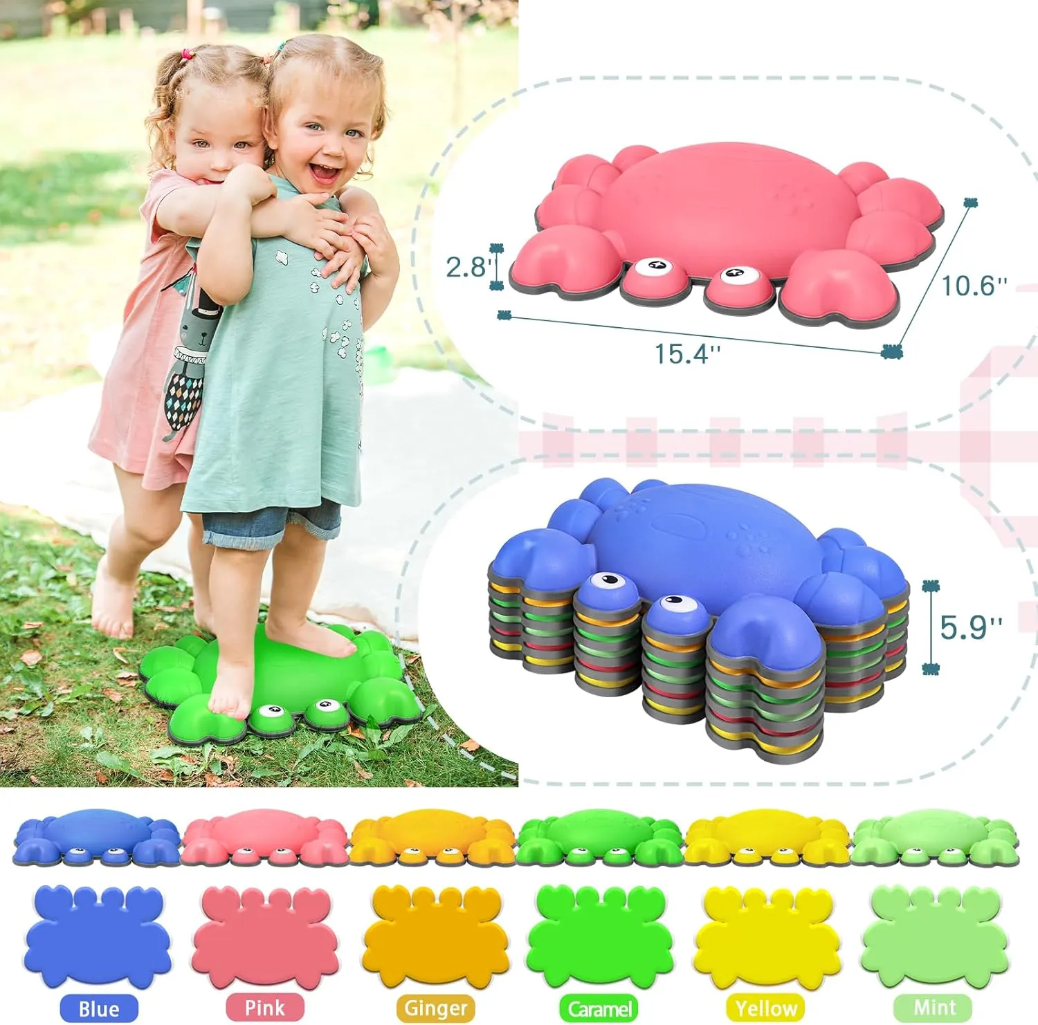 TOPNEW Toddler Stepping Stones for Kids, 6pcs Non-Slip Balance Stepping Stones for Promoting Children's Coordination Skills, Indoor & Outdoor Sensory Toys Obstacle Course for Kids Age 3 4 5 6 7 