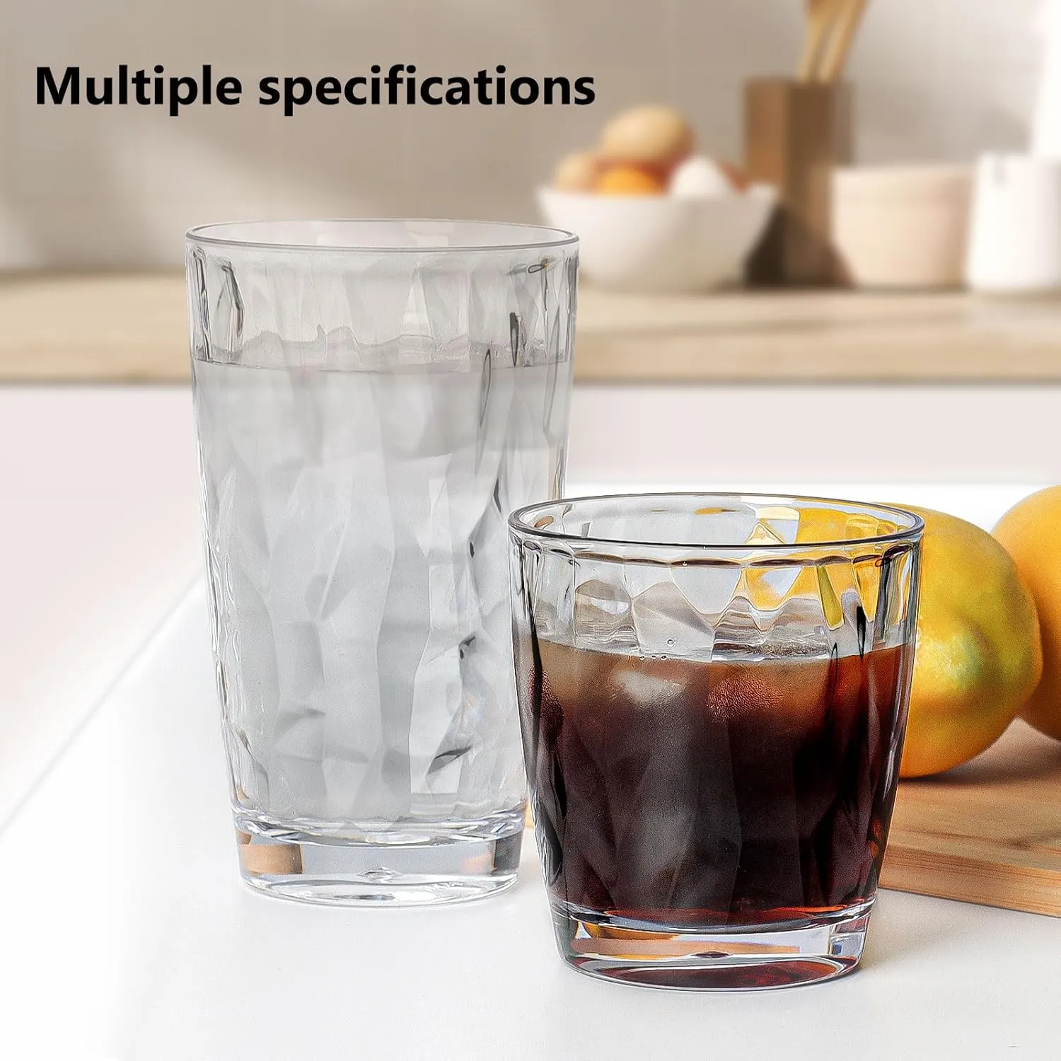 Topsky Reusable Plastic Cups, Shatter Proof Drinking Glasses, Unbreakable Tumblers for Home, Picnic, Party - Dishwasher Safe, Stackable | 10-oz, 16-oz