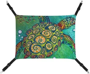 Tortoise Sea Turtle Cat Hanging Hammock Soft Breathable Pet Cage Dog Hammock with Adjustable Straps and Metal Hooks