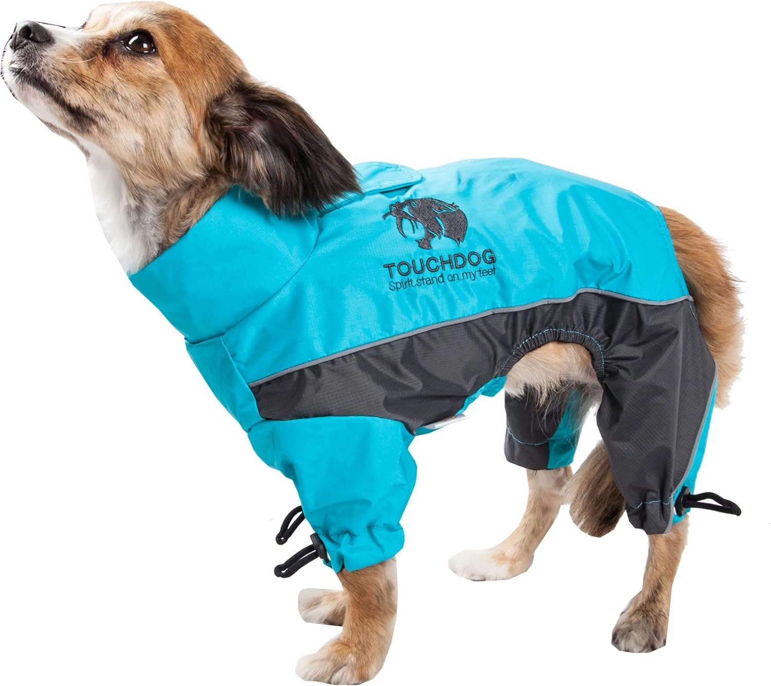 TOUCHDOG 'Quantum-Ice' Full Body Bodied Adjustable and 3M Reflective Pet Dog Coat Jacket w/ Blackshark Technology, X-Large, Ocean Blue, Grey