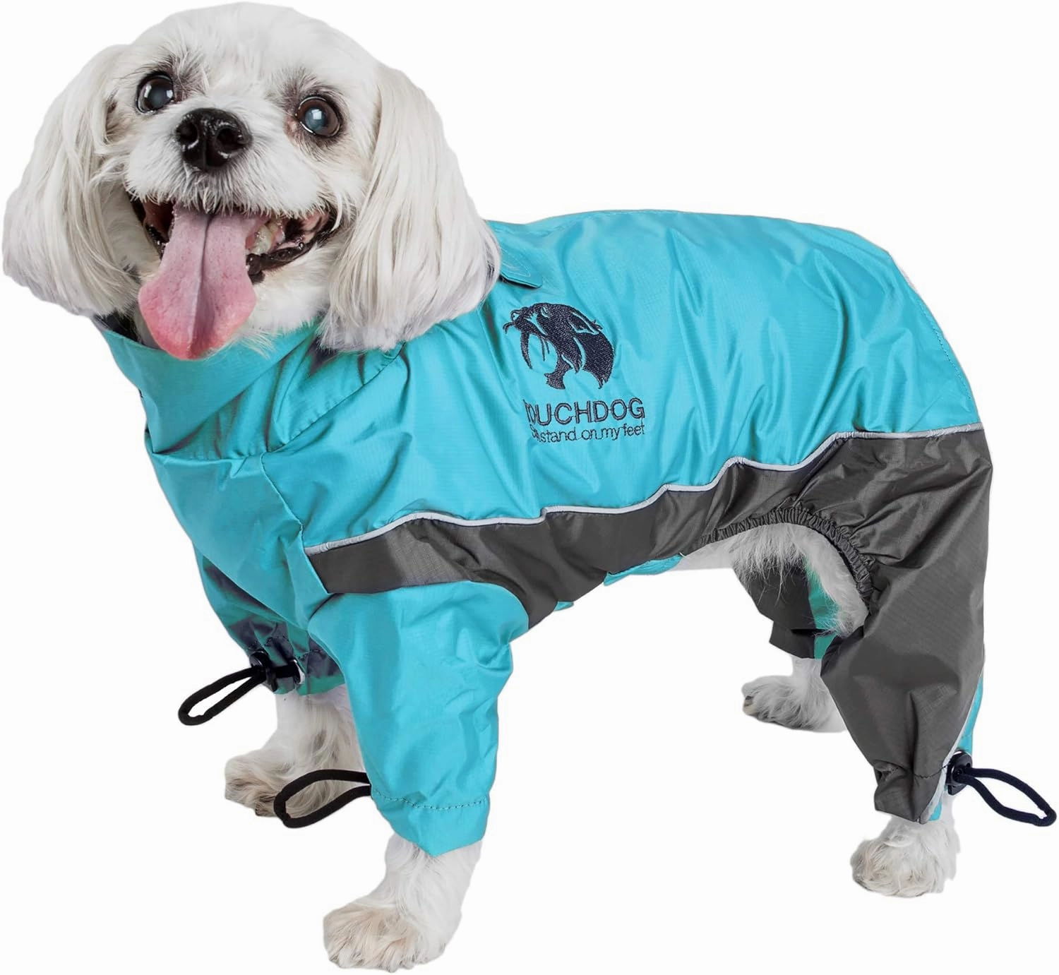 TOUCHDOG 'Quantum-Ice' Full Body Bodied Adjustable and 3M Reflective Pet Dog Coat Jacket w/ Blackshark Technology, X-Large, Ocean Blue, Grey