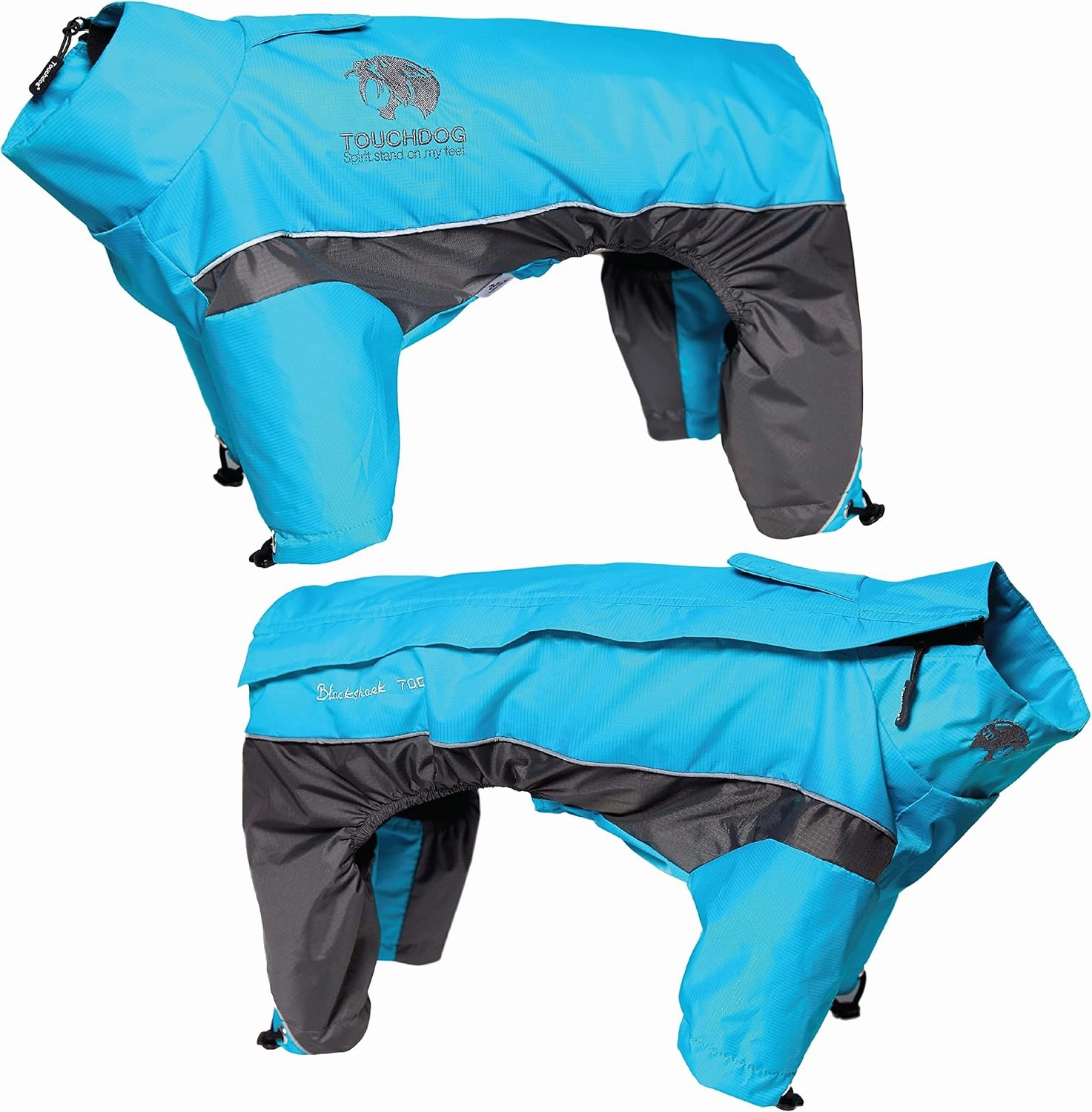 TOUCHDOG 'Quantum-Ice' Full Body Bodied Adjustable and 3M Reflective Pet Dog Coat Jacket w/ Blackshark Technology, X-Large, Ocean Blue, Grey