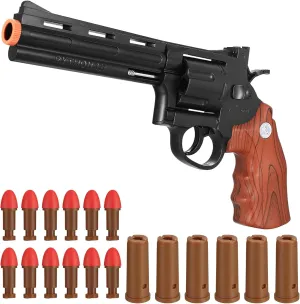 Toy Guns with 12 Soft Bullets, Toy Pistol Cap Gun, Foam Dart Blaster with 6 Shell Ejecting, Soft Foam Blasters, Gifts for Boys Kids Girls Ages 6 7 8 9 10 11 12 (Brown)