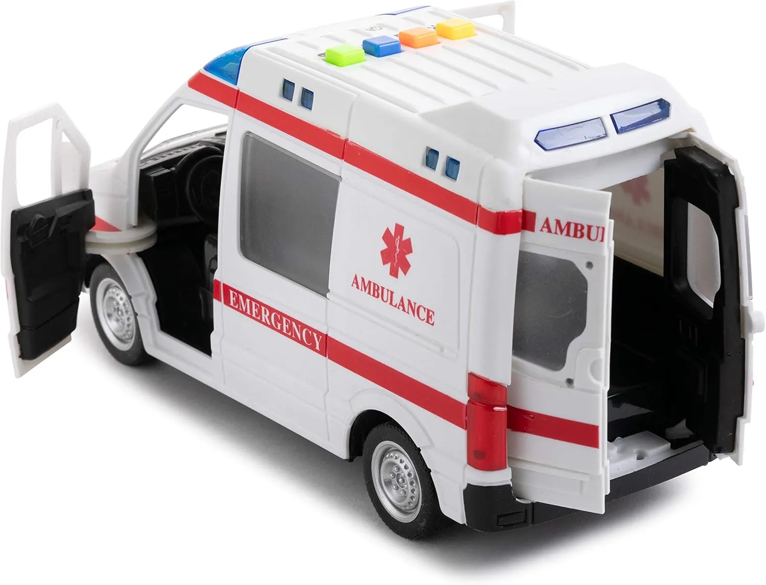 Toy To Enjoy Ambulance Toy Car with Light & Siren Sound Effects - Friction Powered Wheels & LED Lights - Medical Transport Emergency Vehicle, Heavy Duty Plastic Rescue Vehicle Toy for Kids & Children