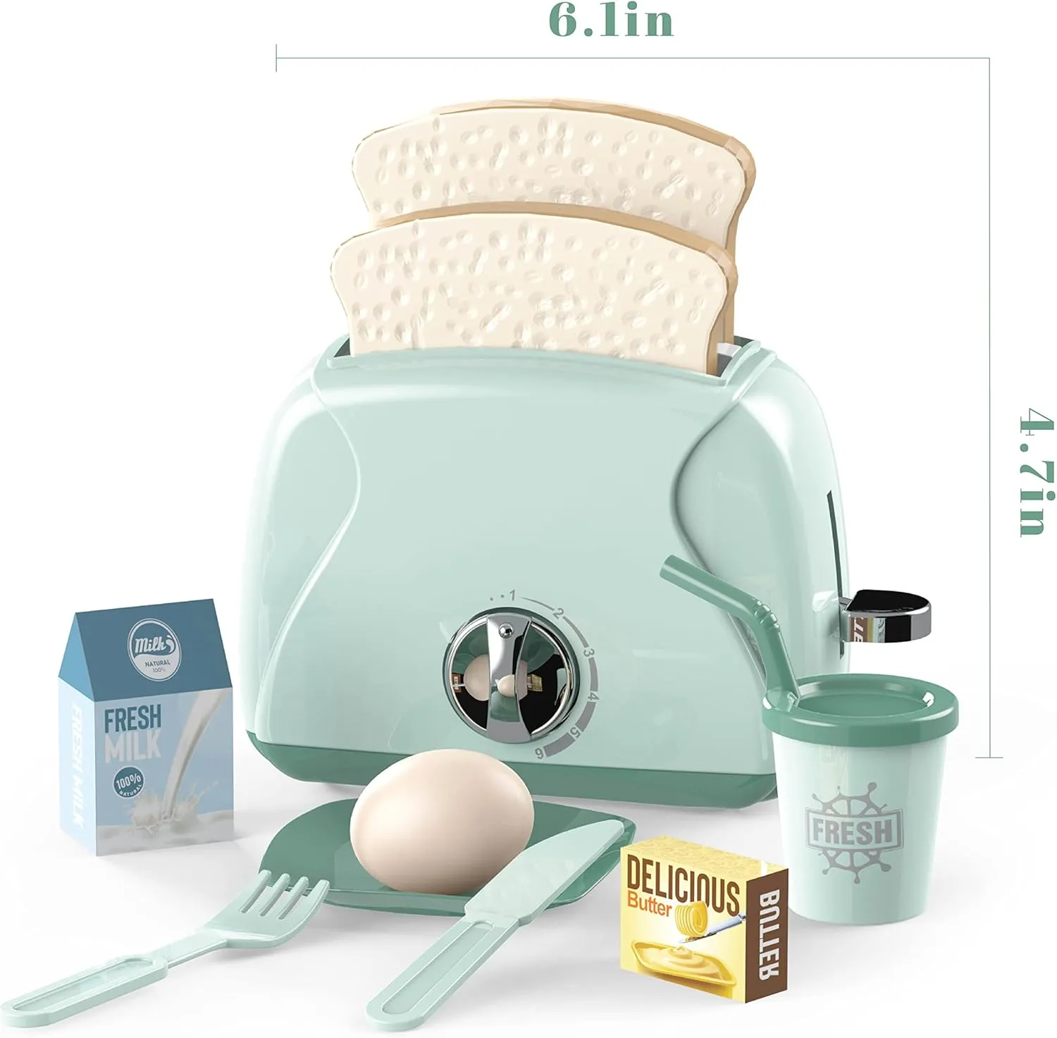 Toy Toaster,Play Toaster with Pop Up Toast,Play Pretend Toaster Toy for Kids Kitchen,Kids Play Kitchen Toys Accessories Set for Girl and Boy (Blue)