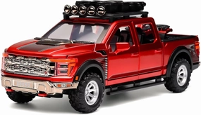 Toy Trucks for Boys 1/24 F150 Toy Truck,Diecast Trucks F150 Model Kit,Pull Back Toy Pickup Truck with Light and Sound, Toy Trucks for Boys Age 4-7（Red）