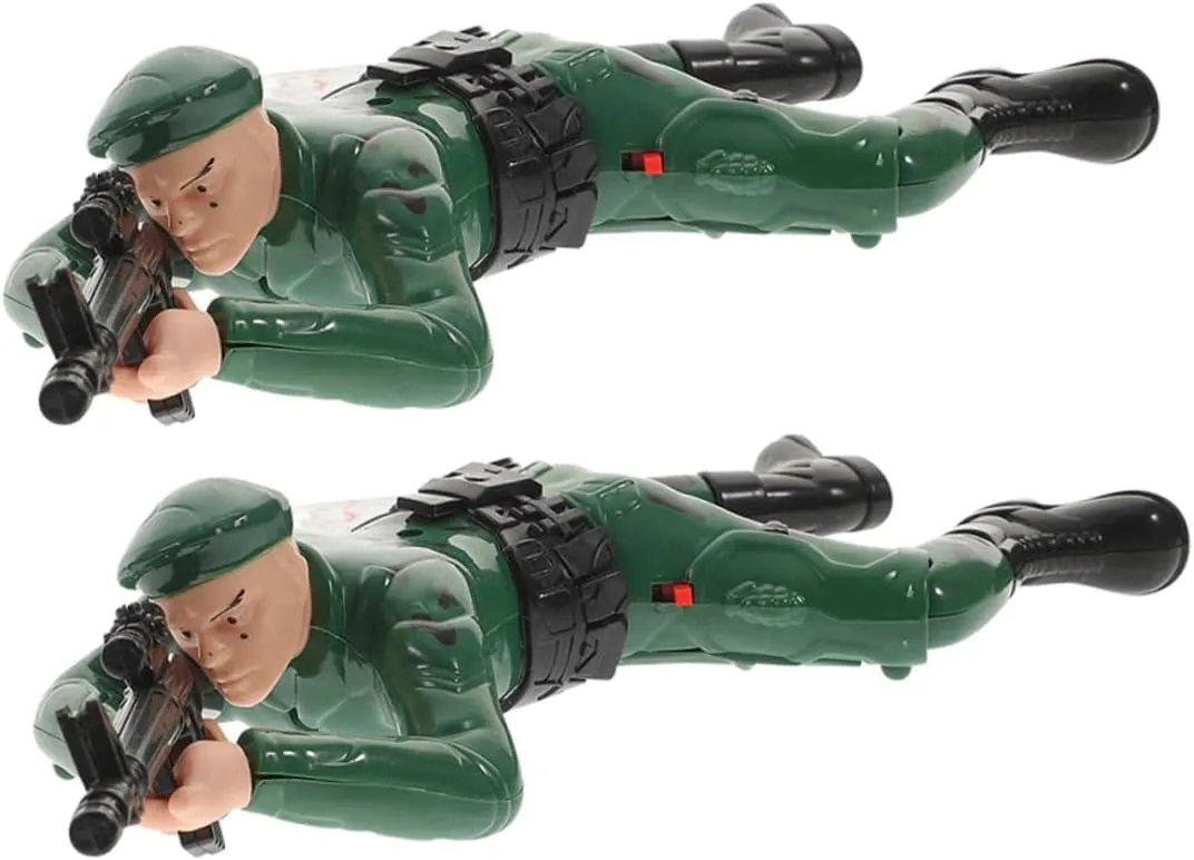 Toyvian 2pcs Soldier Crawling Soldier Army Crawling Soldier Action Figures for Army Men Soldiers Crawling Plaything Construction Green Plastic
