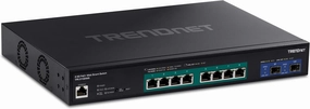 TRENDnet 10-Port Multi-Gig Web Smart PoE  Switch, 8 x 2.5GBASE-T PoE  Ports, 2 x 10G SFP  Slots, Metal Housing, Managed Network Ethernet Switch, Lifetime Protection, Black, TPE-3102WS
