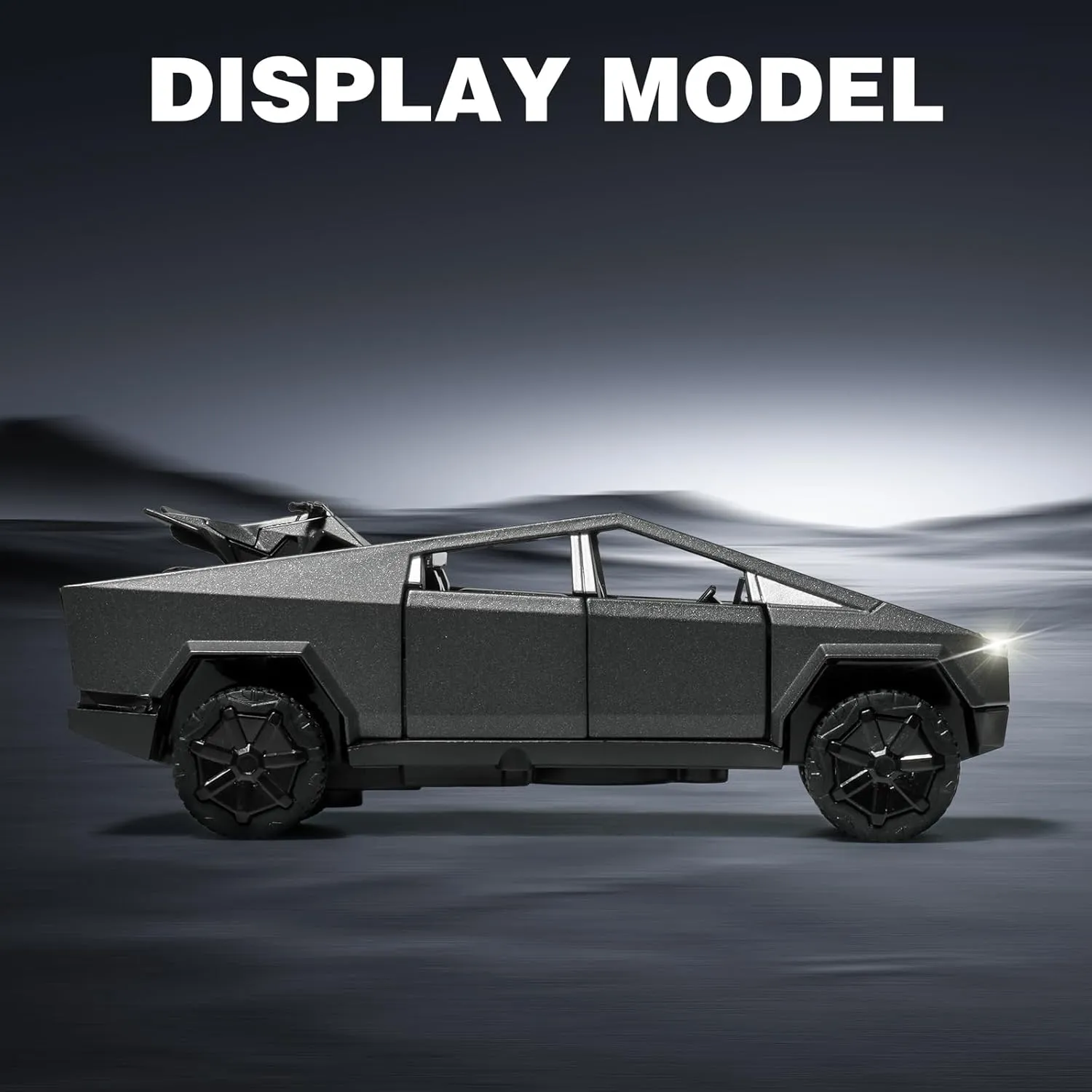 Truck Toy, Car Toy with RV, Motorcycle Cybertquad and Truck, 1/32 Alloy Diecast Pickup Trailer Model Kit with Light and Sound, for Kids - Silver