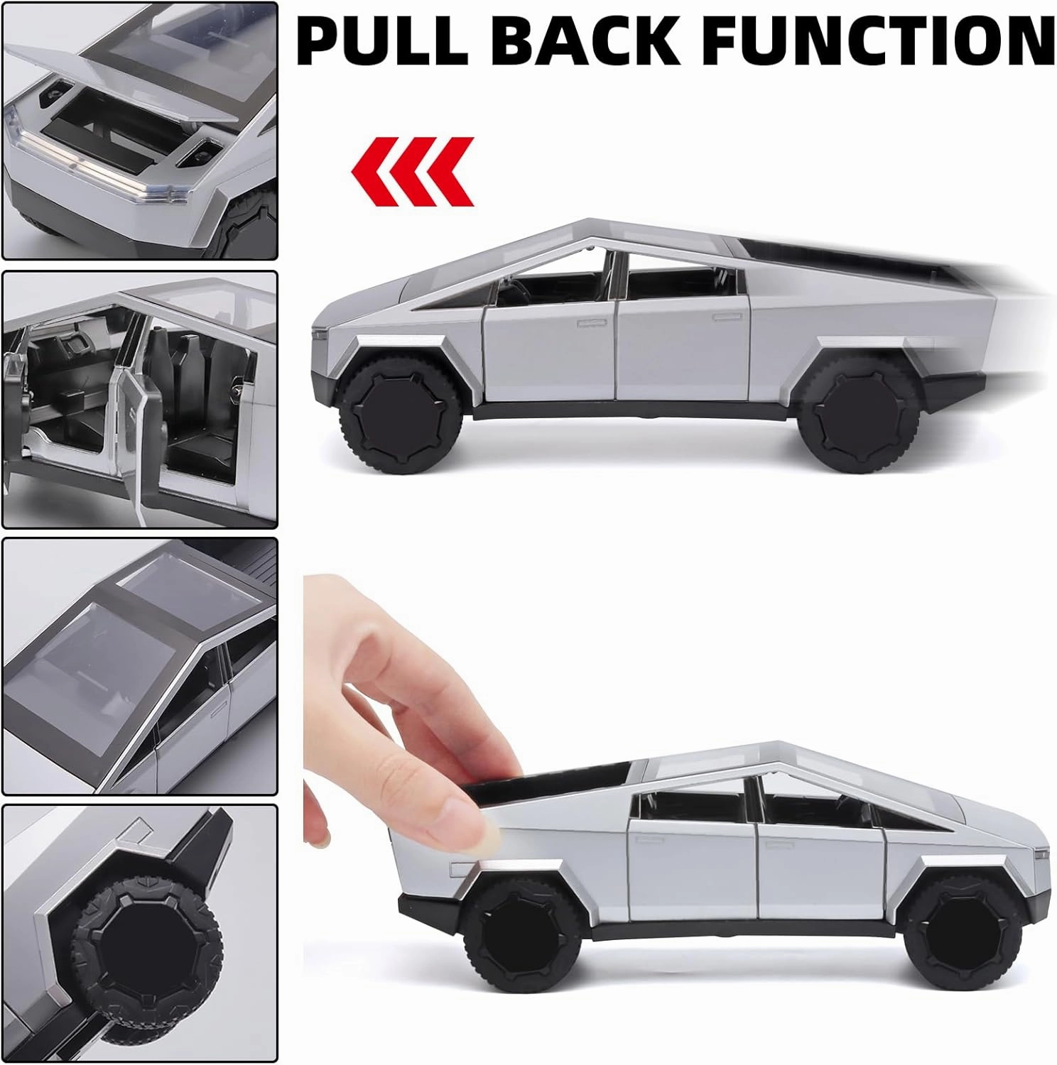 Trucks for Kids Toy Pickup Truck 1/32 Metal Toy Truck,Big Trucks for Toddlers 3-5,Die Cast Metal Model Truck,Pull Back Cars Toys with Light and Sound,Toy Trucks for Boys Age 4-7（Silver）