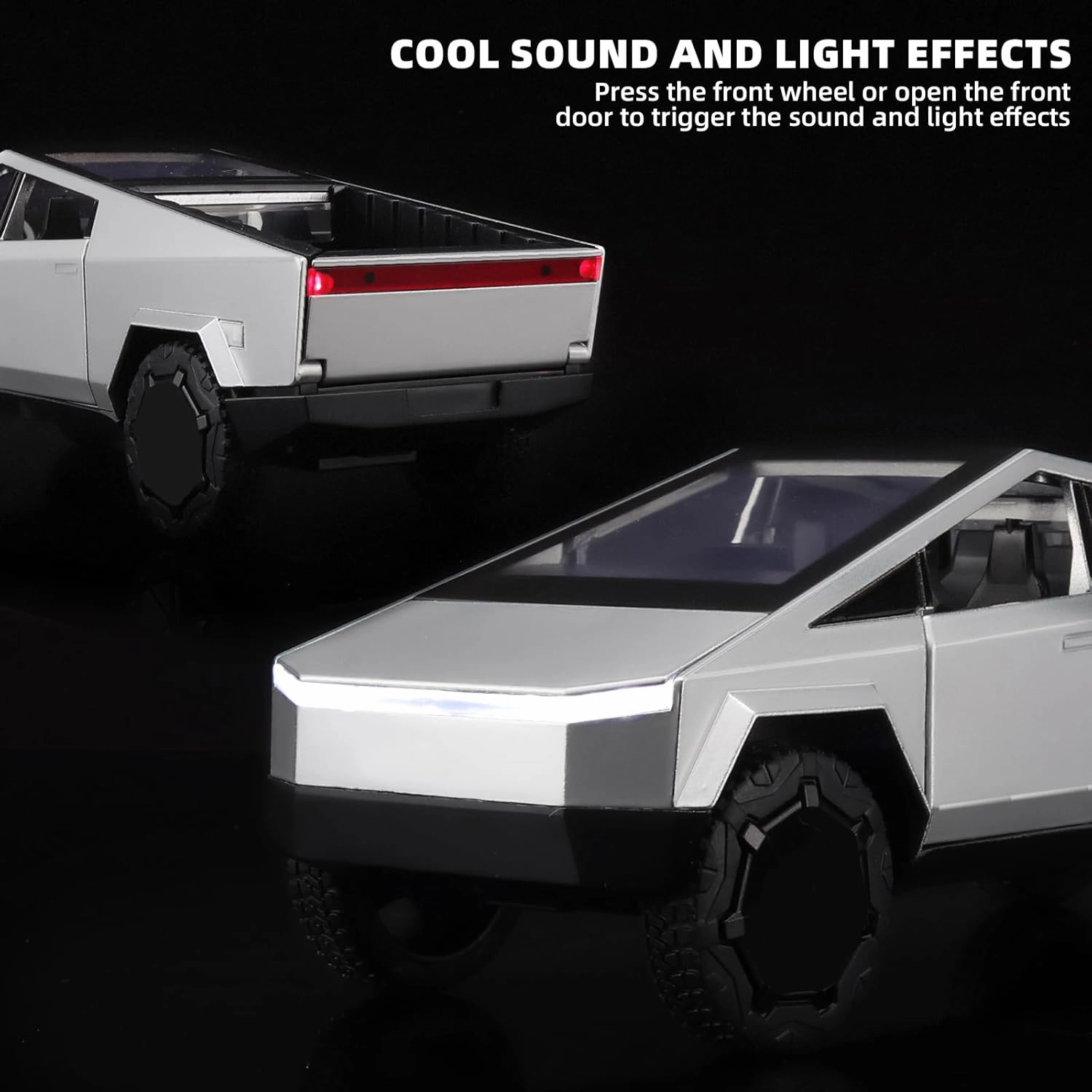 Trucks for Kids Toy Pickup Truck 1/32 Metal Toy Truck,Big Trucks for Toddlers 3-5,Die Cast Metal Model Truck,Pull Back Cars Toys with Light and Sound,Toy Trucks for Boys Age 4-7（Silver）