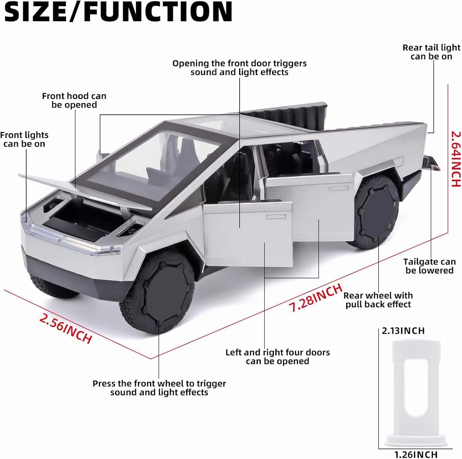 Trucks for Kids Toy Pickup Truck 1/32 Metal Toy Truck,Big Trucks for Toddlers 3-5,Die Cast Metal Model Truck,Pull Back Cars Toys with Light and Sound,Toy Trucks for Boys Age 4-7（Silver）
