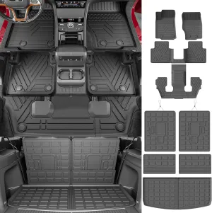 Trunk Mat Compatible with 2021-2025 Jeep Grand Cherokee L Backrest Mat TPE Floor Mat Replacement for 2021-2025 Jeep Grand Cherokee L 6 Seats Accessories (Cargo Mat Backrest Mat Floor Mat)