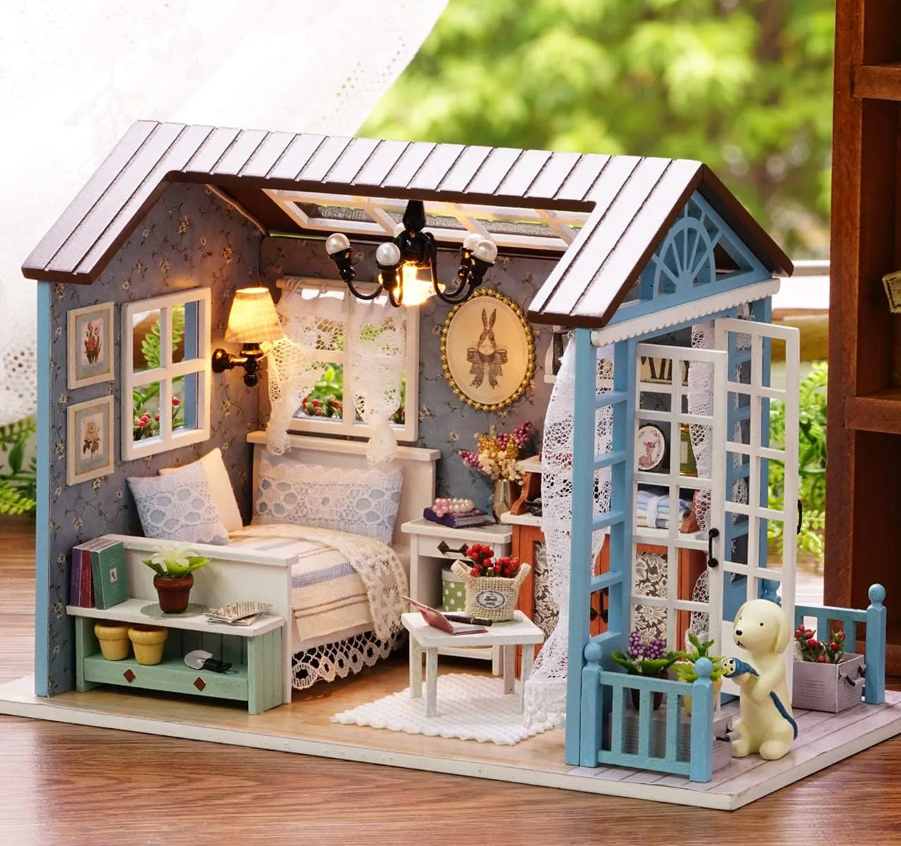 TuKIIE DIY Miniature Dollhouse Kit, 1:24 Scale Wooden Mini Doll House Accessories with Furniture for Kids Teens Adults(Forest Times)