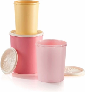 Tupperware Vintage Decorative Canister Set of 3, 1.2L, 1.8L, 2.75L, Stackable, Dishwasher Safe