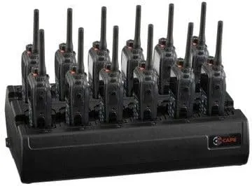 Twelve Bay Rapid Desk Charger for Shinwa SH502P Rechargeable Two Way Radio (Built-in Power Supply)