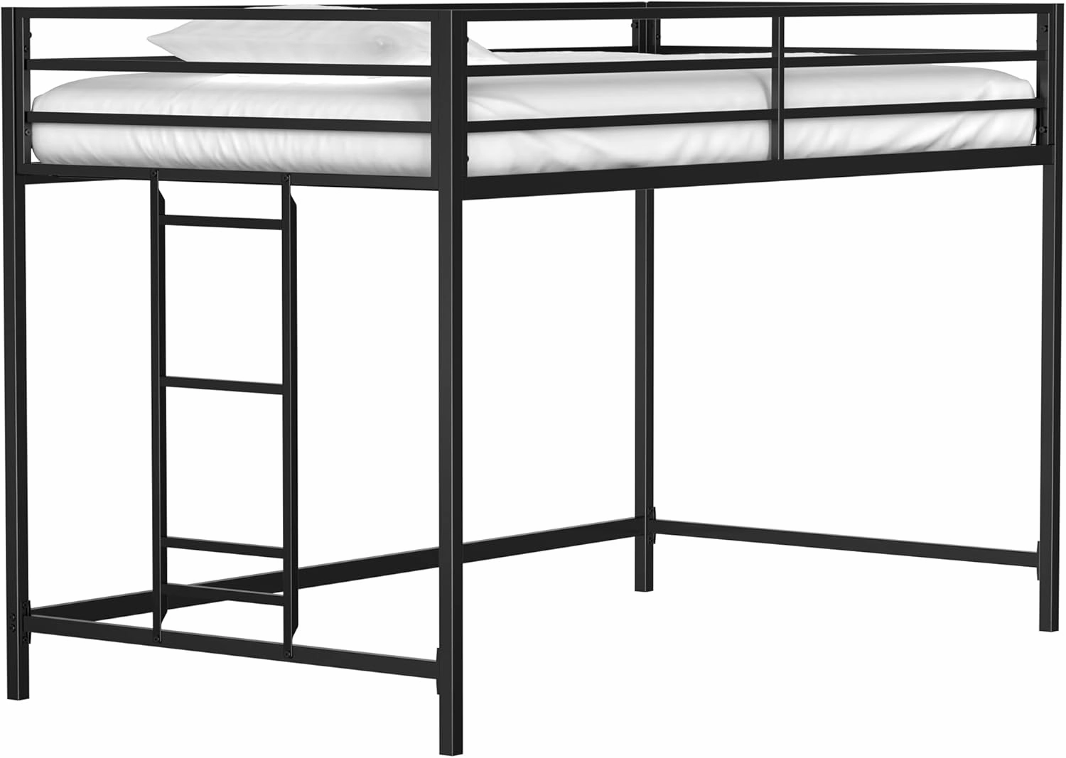 Twin Size Low Loft Bed for Kids,Kids Loft Bed Twin Size,Metal Loft Bed Frame for Boys Girls,Junior Low Loft Bed,Black