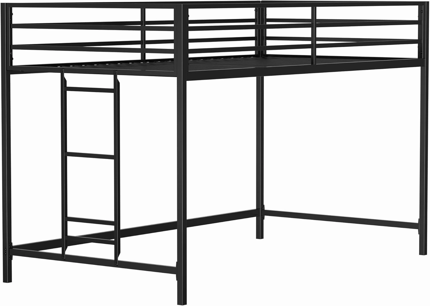 Twin Size Low Loft Bed for Kids,Kids Loft Bed Twin Size,Metal Loft Bed Frame for Boys Girls,Junior Low Loft Bed,Black