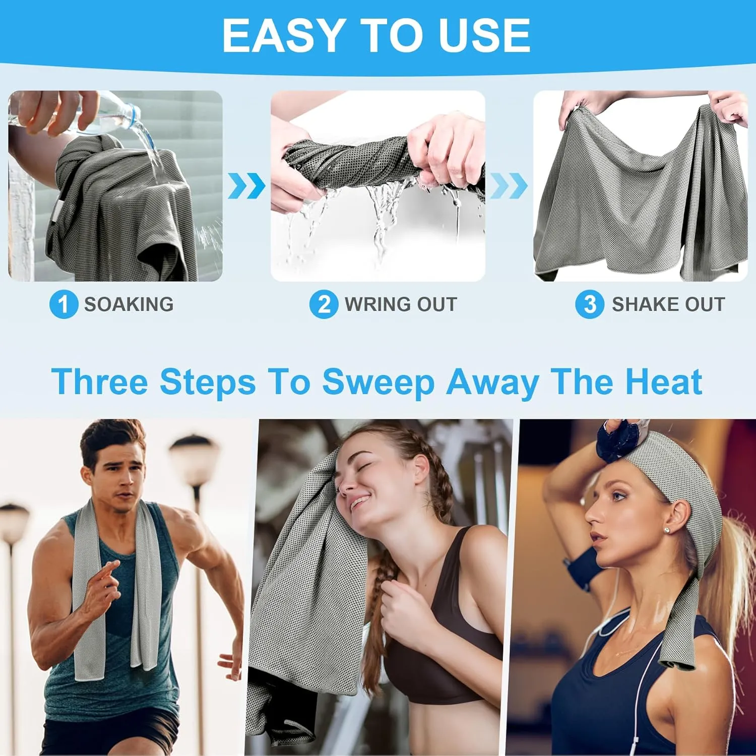 U-pick 20 Packs Cooling Towels for Hot Weather（40"x12", Instant Cooling Face Neck Rags, Chilly Breathable Cool Towels for Gym, Yoga, Golf, Workout, Camping, Travel, Theme Parks & More Activities