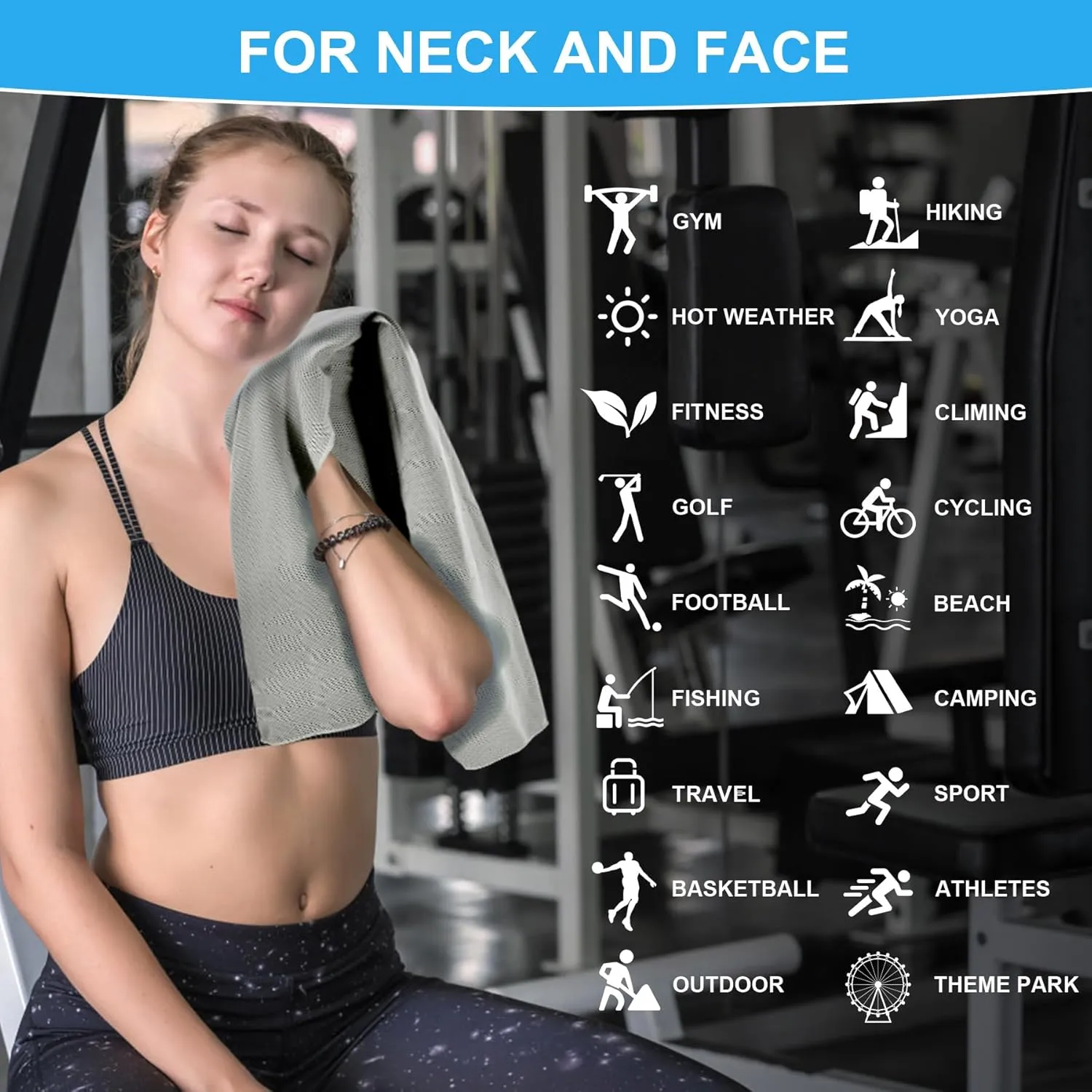 U-pick 20 Packs Cooling Towels for Hot Weather（40"x12", Instant Cooling Face Neck Rags, Chilly Breathable Cool Towels for Gym, Yoga, Golf, Workout, Camping, Travel, Theme Parks & More Activities