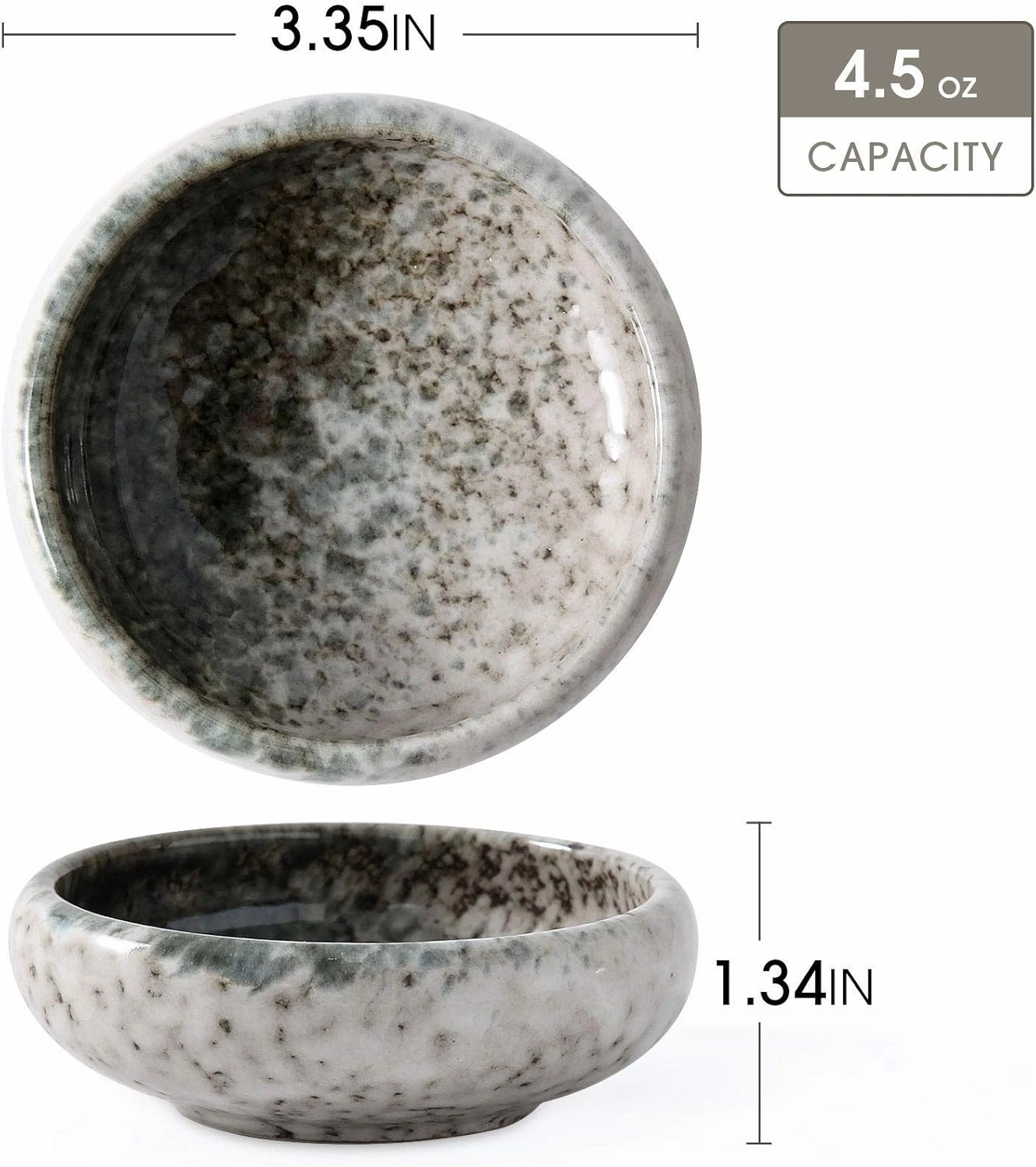 Uaral Soy Sauce Bowls Dipping Sauce Dish Ceramic Pinch bowl Japanese Dishes 3.35 Inch Set of 6 (Emerald Green)