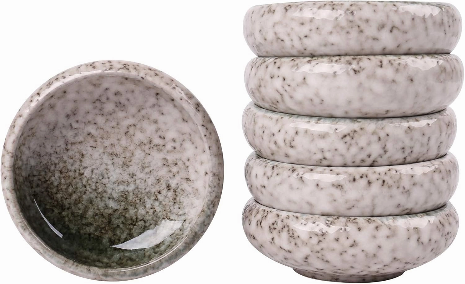 Uaral Soy Sauce Bowls Dipping Sauce Dish Ceramic Pinch bowl Japanese Dishes 3.35 Inch Set of 6 (Emerald Green)