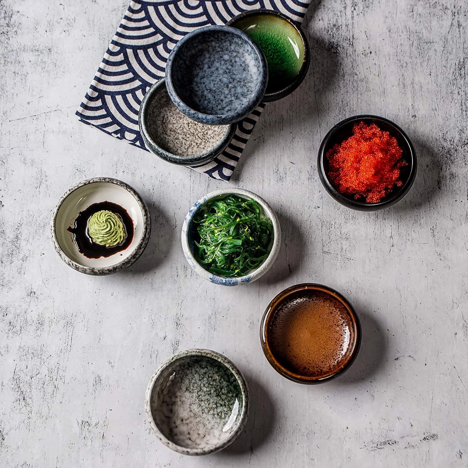 Uaral Soy Sauce Bowls Dipping Sauce Dish Ceramic Pinch bowl Japanese Dishes 3.35 Inch Set of 6 (Emerald Green)