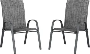 UDPATIO Patio Chairs Set of 2, Stackable Outdoor Dining Chairs for All Weather, Outdoor Furniture with Breathable Textilene Fabric, 350LBS Capacity, for Garden, Backyard, Deck (Dark Grey)