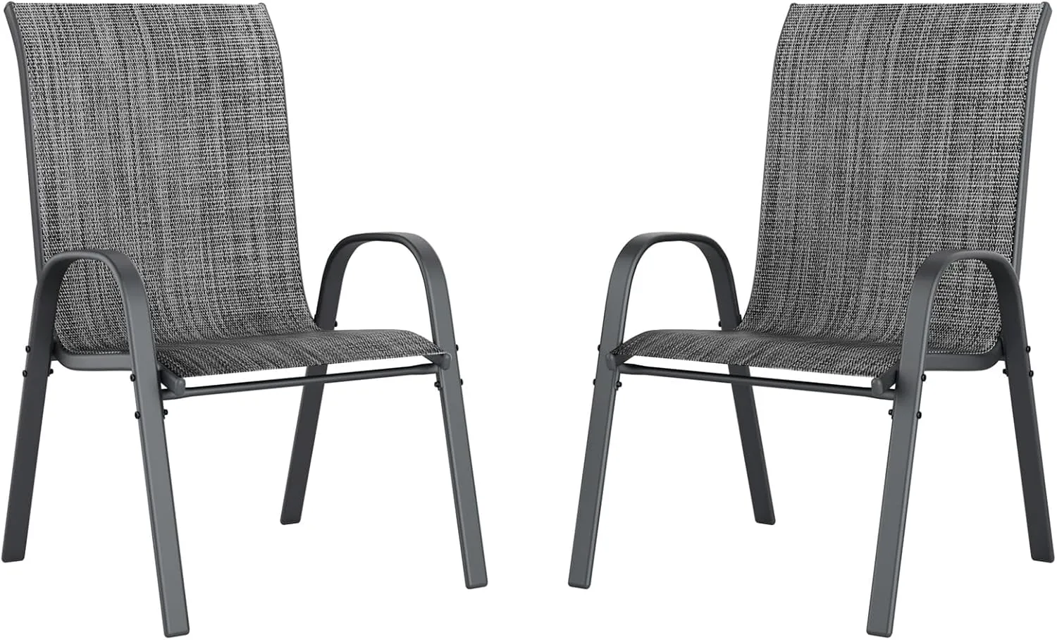 UDPATIO Patio Chairs Set of 2, Stackable Outdoor Dining Chairs for All Weather, Outdoor Furniture with Breathable Textilene Fabric, 350LBS Capacity, for Garden, Backyard, Deck (Dark Grey)