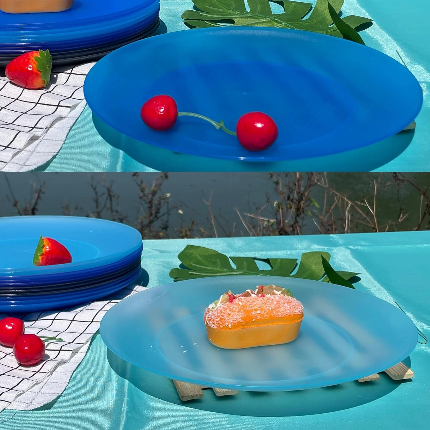 Unbreakable Plastic Dinner Plates set of 12 - Lightweight Reusable 10 inch Plates, BPA Free Dishwasher Safe & Microwaveable and Healthy for Kids Children Adult and Toddler
