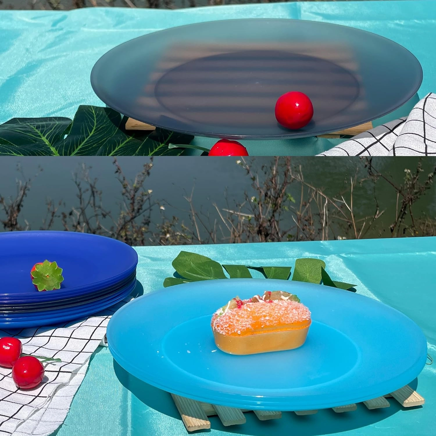 Unbreakable Plastic Dinner Plates set of 12 - Lightweight Reusable 10 inch Plates, BPA Free Dishwasher Safe & Microwaveable and Healthy for Kids Children Adult and Toddler