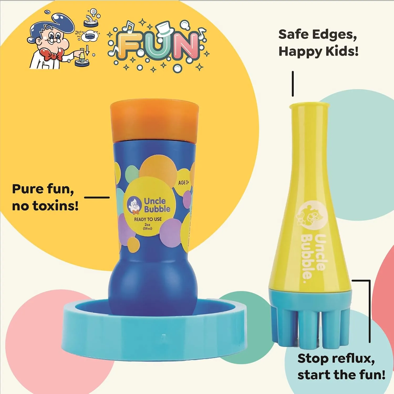 Uncle Bubble Blower for Kids and Toddlers, Uncle Bubble Mini Bubble Blower Makes Thousands of Bubbles Ease, Durable Outdoor Toy