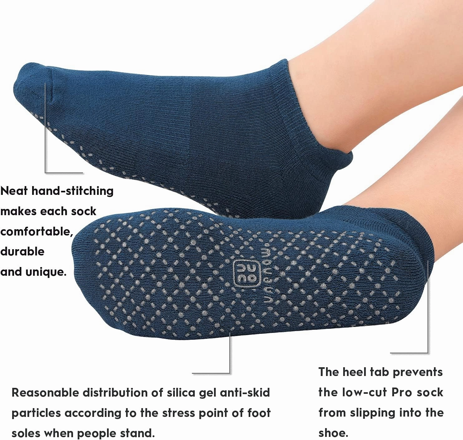 unenow Unisex Non Slip Grip Socks with Cushion for Yoga Pilates Barre Home & Hospital