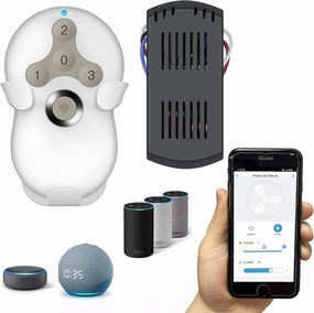 Universal Hunter Ceiling Fan Remote Control Kit, Smart Wi-Fi Control Kit for Hunter Harbor Breeze Hampton Bay, Compatible with Alexa, Google Assistant and Smart Life App, 3-Speed, Light Dimmer