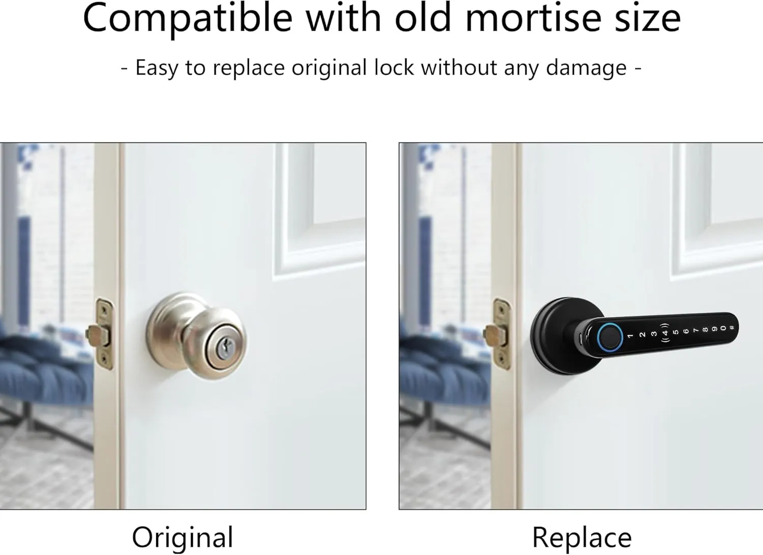 [Upgrade] Smart Lock Fingerprint Door Lock,CATCHFACE TTLock Smart Lock Smart Door Handle with App IC Card,Auto Lock,DIY Install-Perfect for Home,Apartment,Co-Working Space(Black)